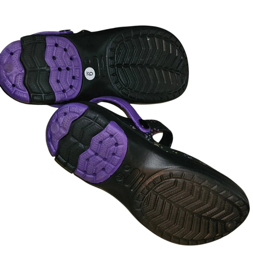 NWOT Black Purple Multicolor‎ Paw Print Womens Mary Jane Sandals 9 - Picture 5 of 5
